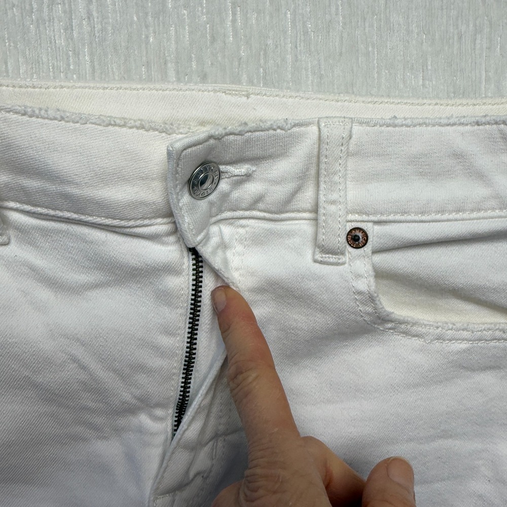 American Eagle Outfitters High Rise Mini Skirt Womens 6 White Stretch Frayed Hem - Picture 2 of 12